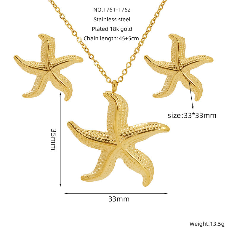 Stainless Steel Vintage Necklace And Stud Set - Beauty Accessories