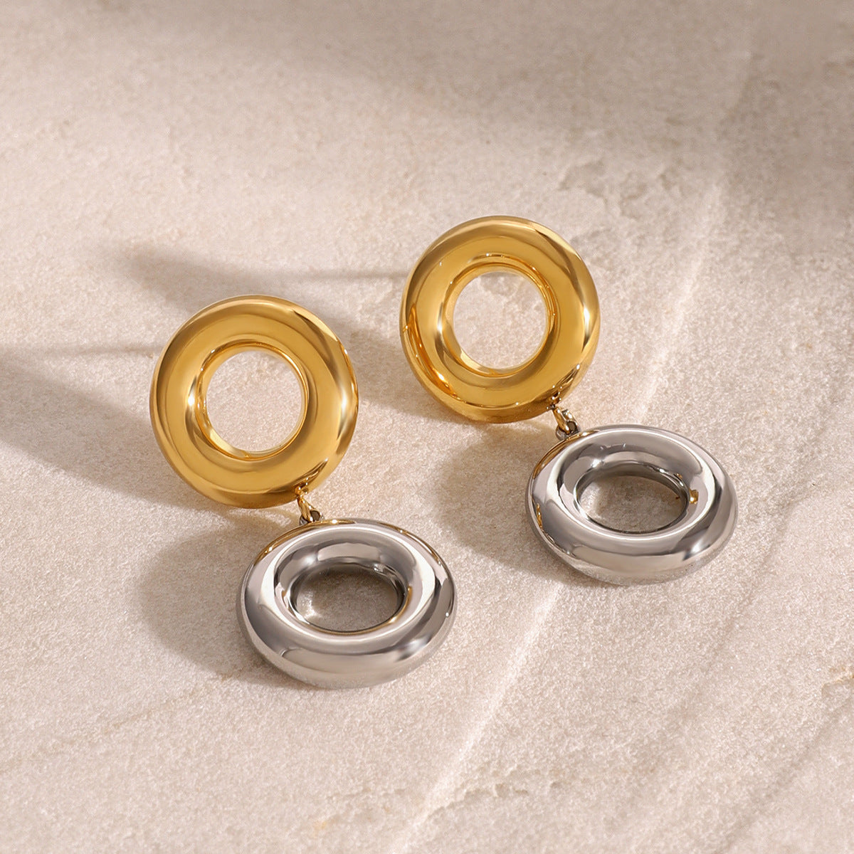 Stainless Steel Circle Niche Earrings - Beauty Accessories