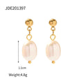 Stainless Steel Water Pearl Earrings