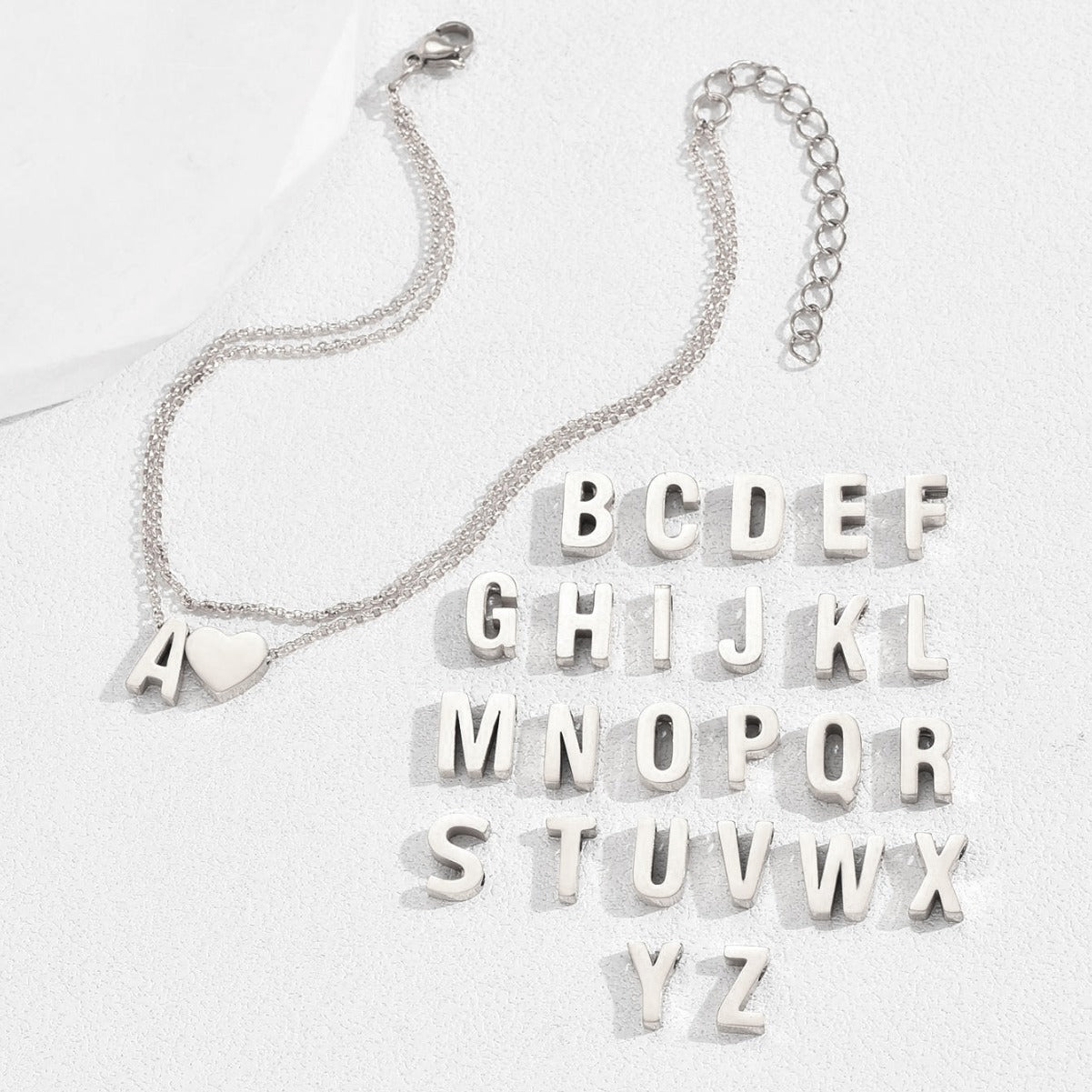 Stainless Steel Heart 26 Letter Anklet Double Layer - Beauty Accessories