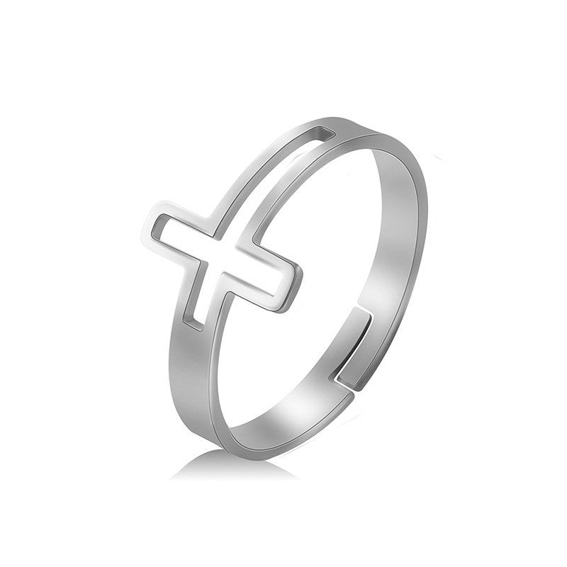 Cross stainless steel ring