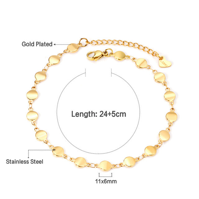 Stainless Steel Anklet Chain Foot Ornaments Female Casual Retro Travel Beach Anklet - Beauty Accessories