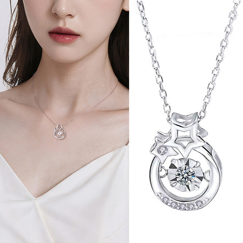 Pulsatile Heart Pendant S925 Silver Necklace Female Clavicle Chain - Beauty Accessories