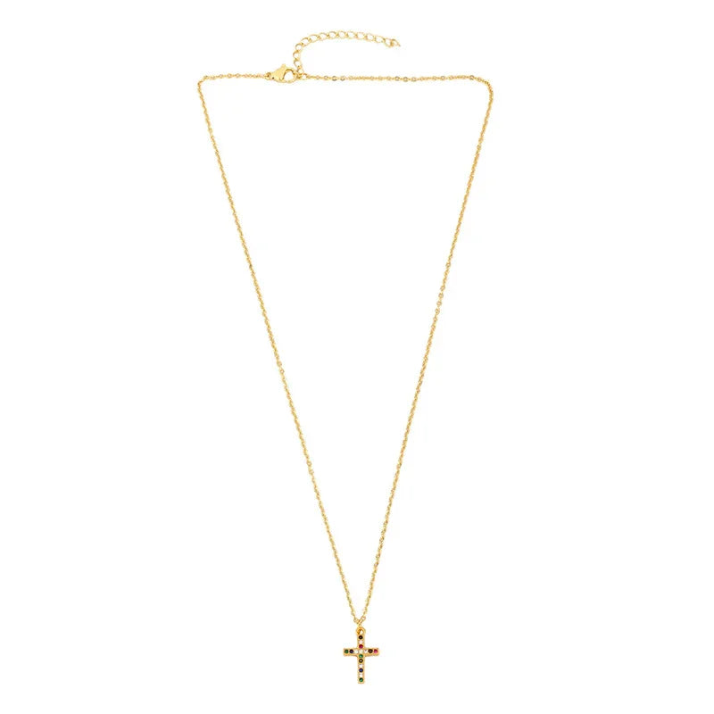 Zircon cross pendant necklace - Beauty Accessories