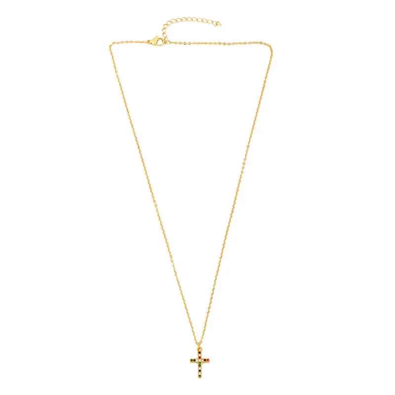 Zircon cross pendant necklace
