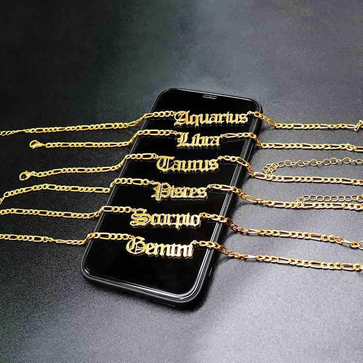 Stainless Steel Female Popular Retro Zodiac Alphabet Anklet - Beauty Accessories