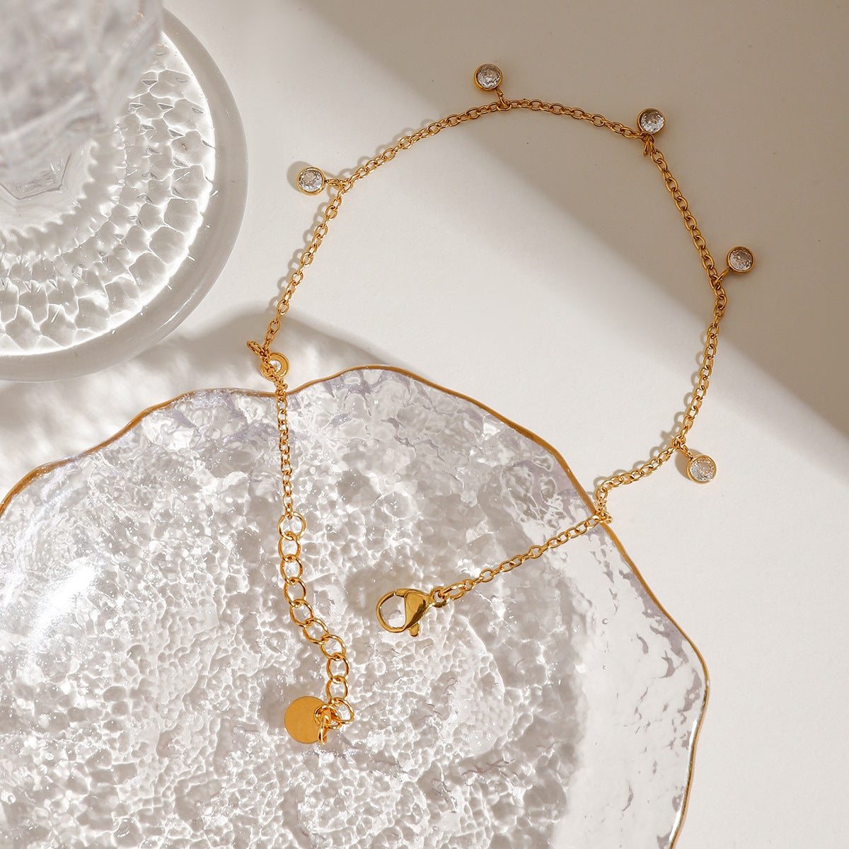 Stainless Steel All-match Zircon Anklet - Beauty Accessories