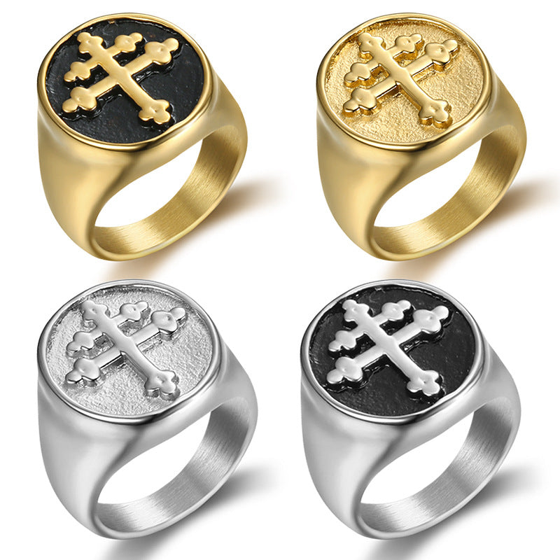 Cross stainless steel ring - Beauty Accessories