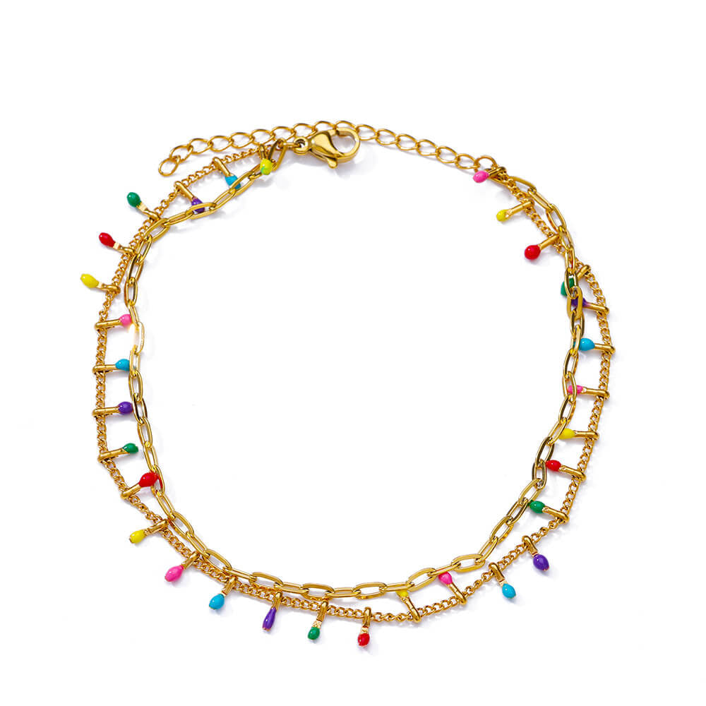 Tassel Anklet Gold Stainless Steel Waterproof Adjustable - Beauty Accessories