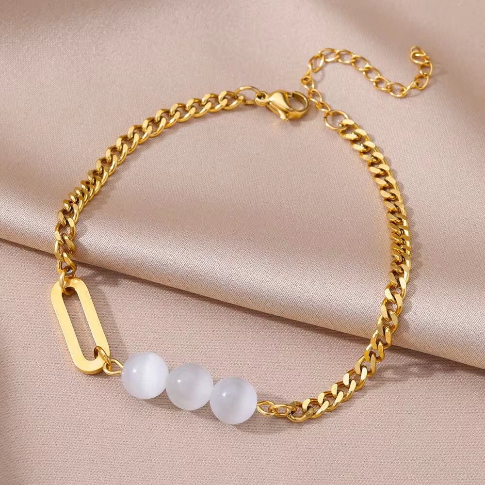 Tassel Anklet Gold Stainless Steel Waterproof Adjustable - Beauty Accessories