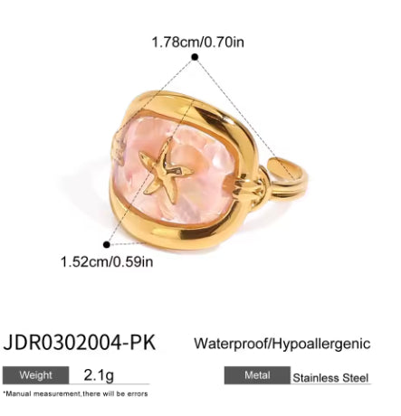 Zora Boho Style Oil Drop Ring 18K Gold-plated Stainless Steel - Beauty Accessories