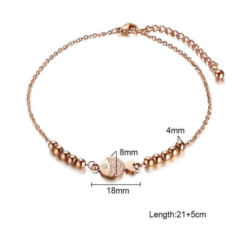 English Pomegranate Bell Lucky Star Stainless Steel Rhinestone Anklet - Beauty Accessories