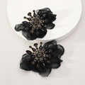 Bohemian Rhinestone Chiffon Flower Stud Earrings For Women - Beauty Accessories