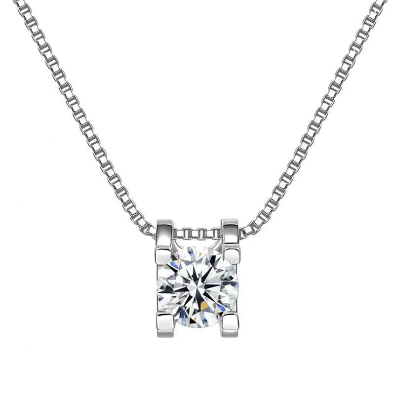 Mosang Diamond Bullhead Pendant Women's Pure Silver Necklace - Beauty Accessories