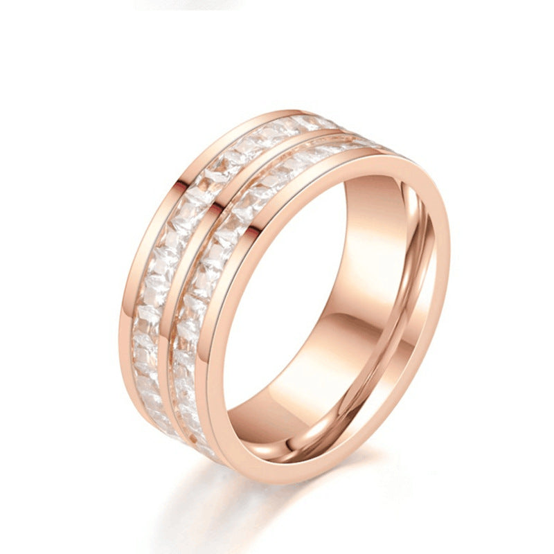Fashion Rhinestones Rings Women Stainless Steel Ring - Beauty Accessories