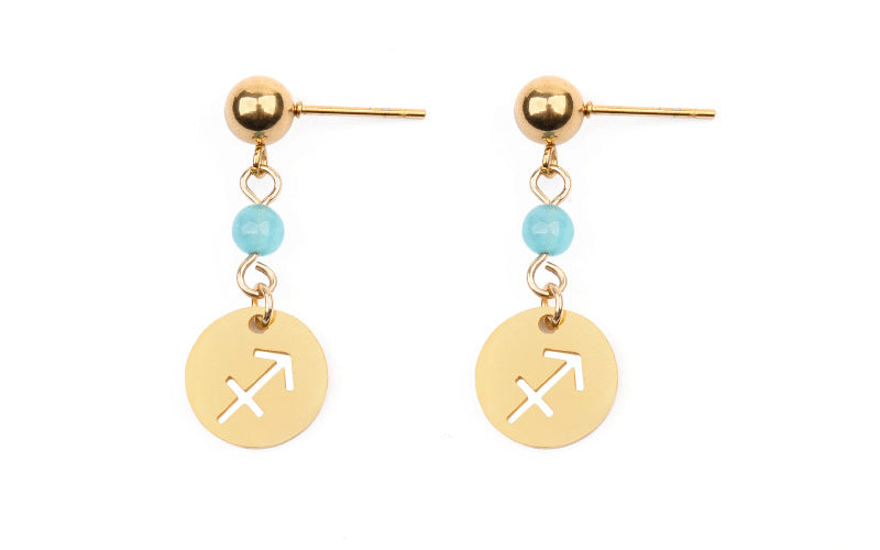 Stainless Steel Twelve Constellation Earrings - Beauty Accessories