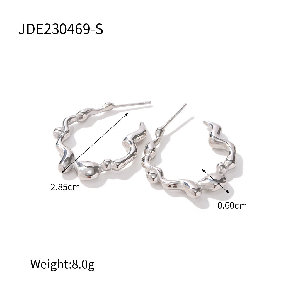 Stainless Steel Irregular Earrings - Beauty Accessories