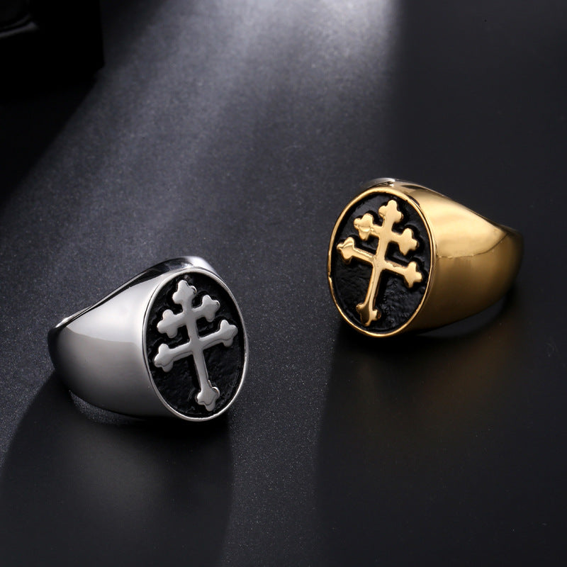 Cross stainless steel ring - Beauty Accessories