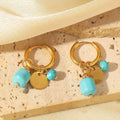 Bohemian Style Natural Stone Turquoise Eardrops - Beauty Accessories