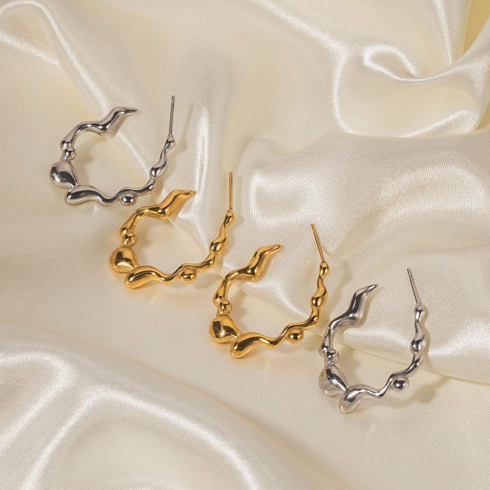 Stainless Steel Irregular Earrings - Beauty Accessories