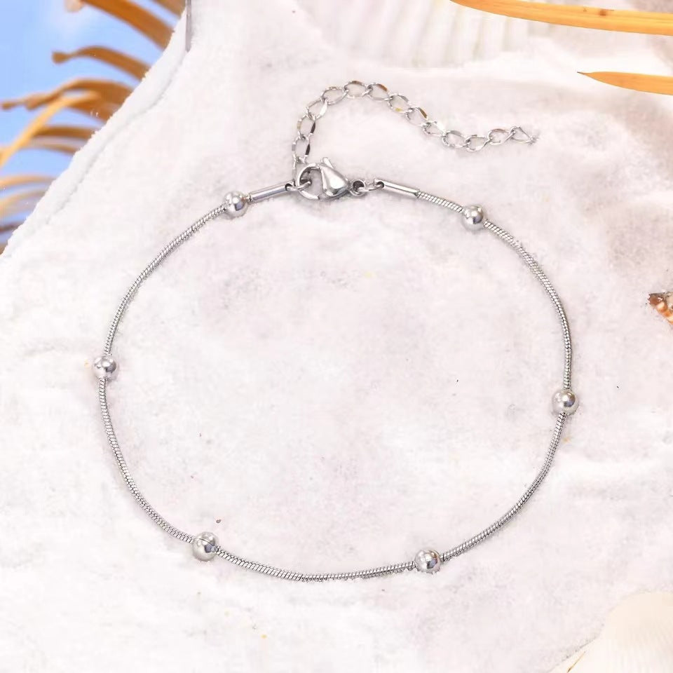 Tassel Anklet Gold Stainless Steel Waterproof Adjustable - Beauty Accessories