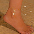 Cute Heart Star Moon Tassel Anklet Stainless Steel - Beauty Accessories