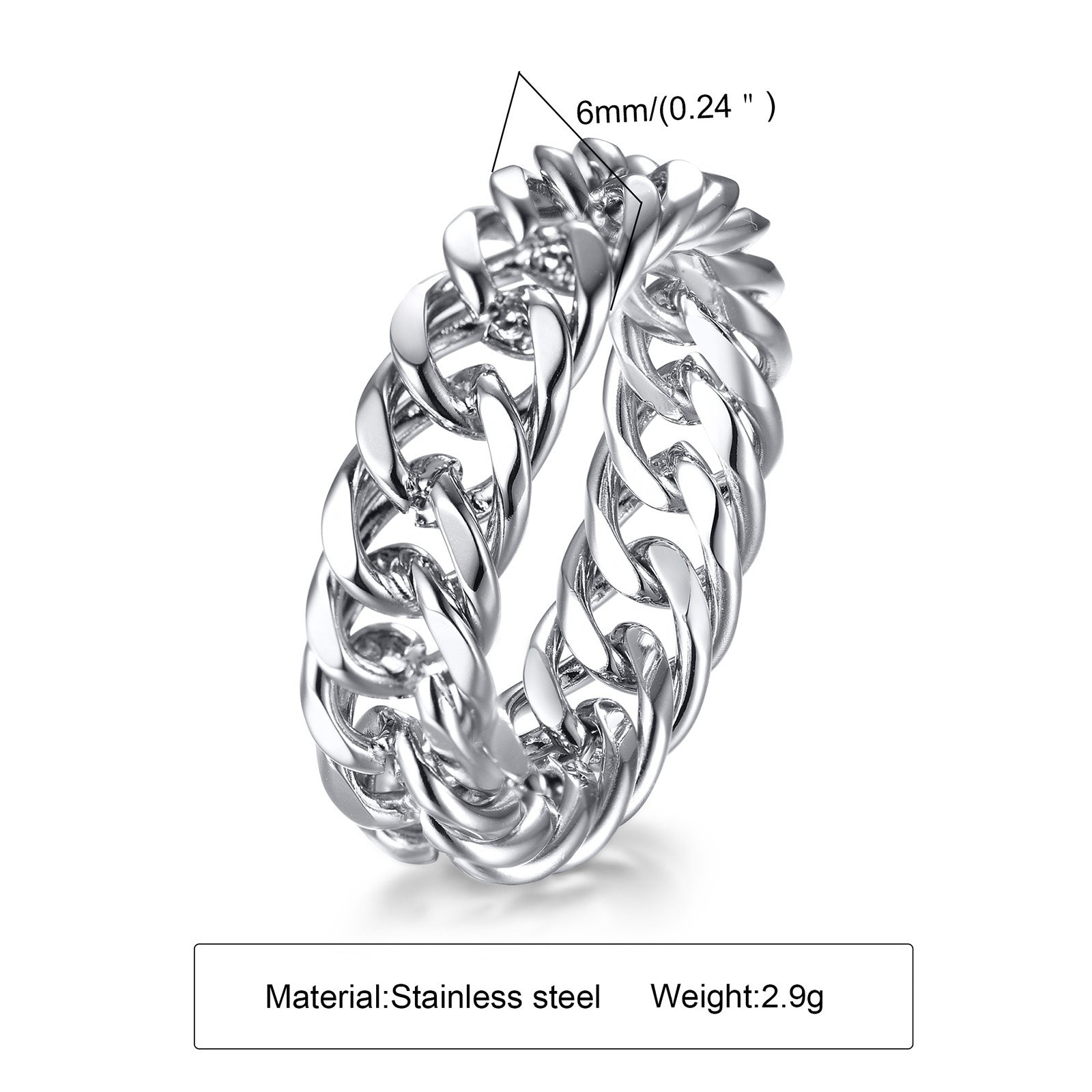 Stainless Steel Chain Ring For Women
