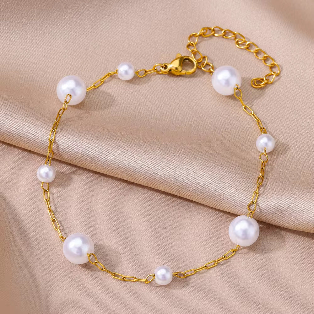 Tassel Anklet Gold Stainless Steel Waterproof Adjustable - Beauty Accessories