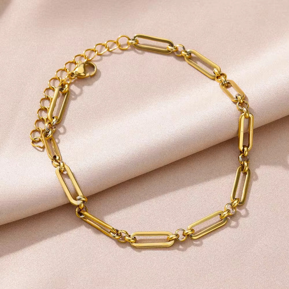 Tassel Anklet Gold Stainless Steel Waterproof Adjustable - Beauty Accessories