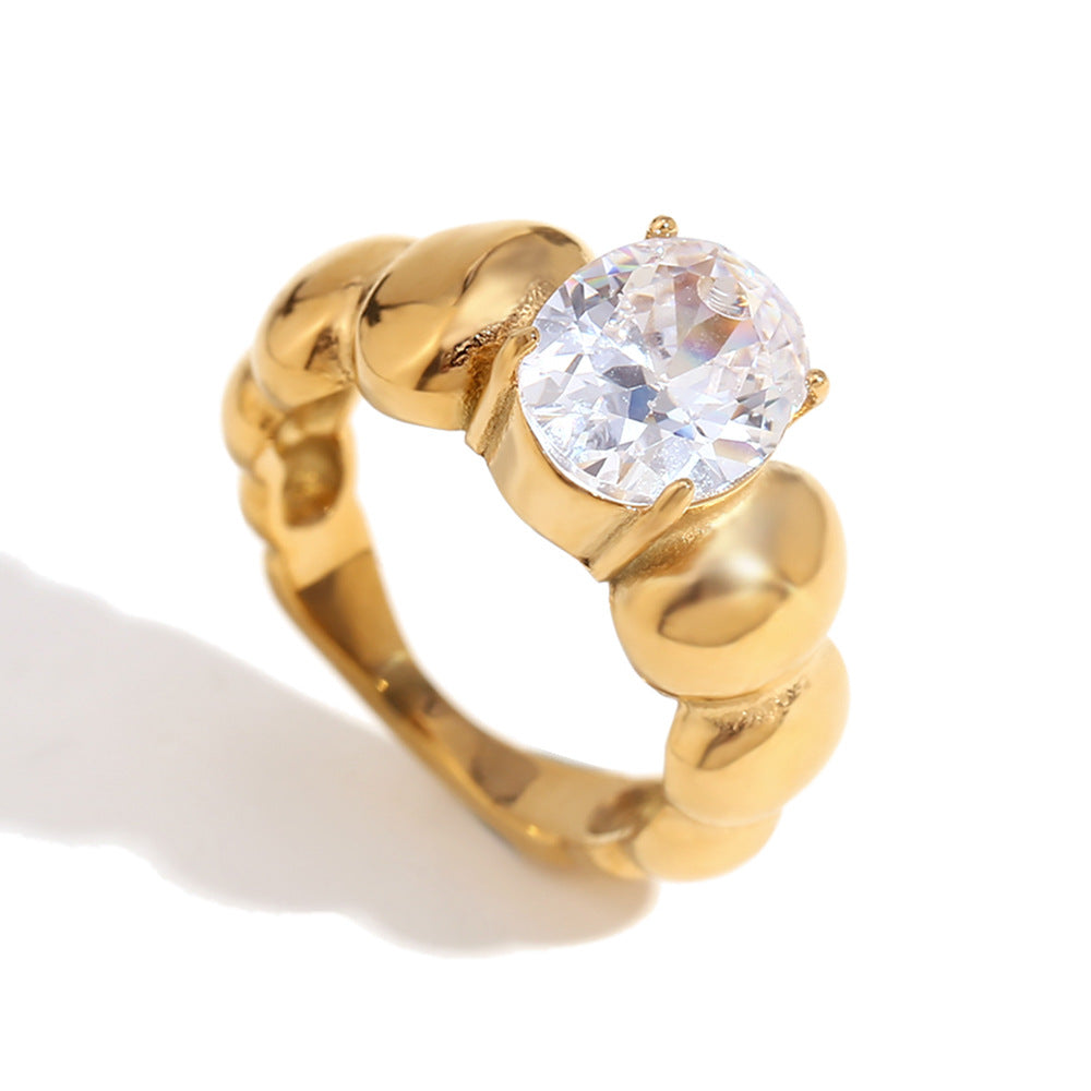 Temperament Vintage Stainless Steel Plated Ring - Beauty Accessories