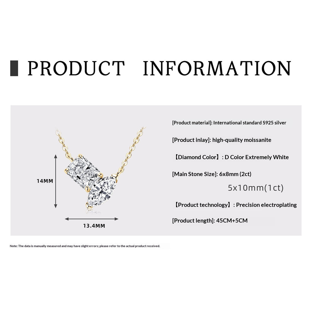 925 Silver Irregular Moissanite Pendant Necklace
