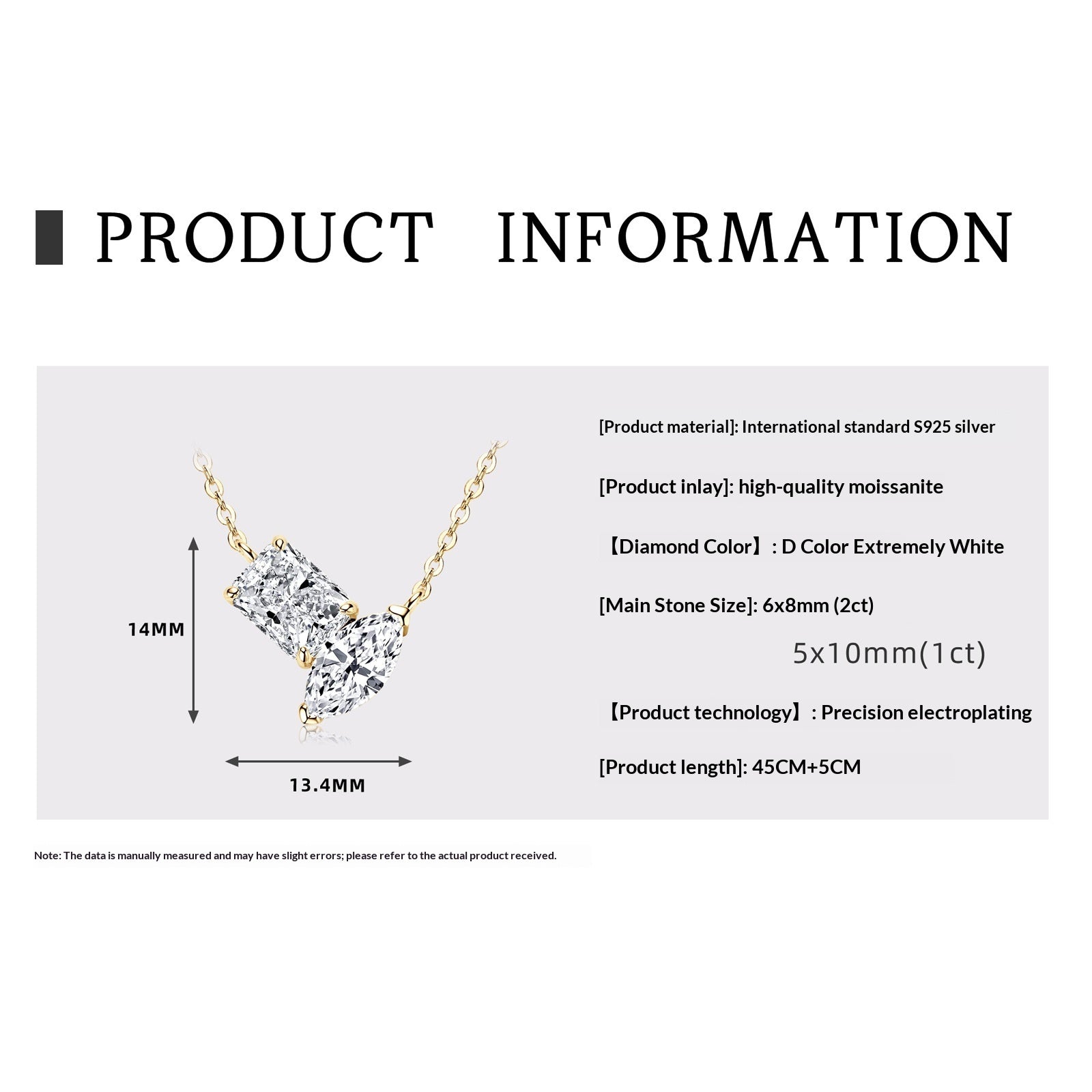 925 Silver Irregular Moissanite Pendant Necklace