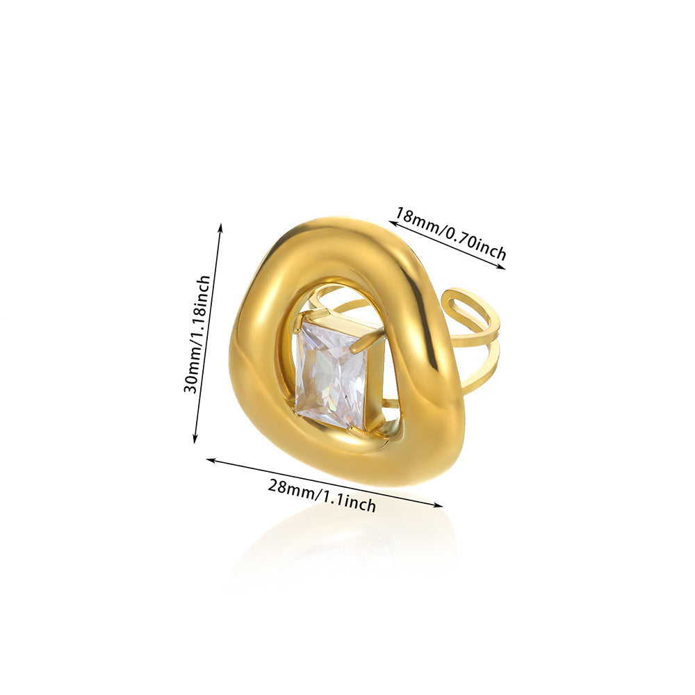 European And American New Stainless Steel Pearl Zircon Ring For Women - Beauty Accessories