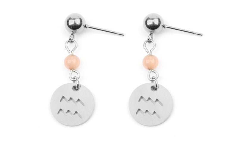 Stainless Steel Twelve Constellation Earrings - Beauty Accessories