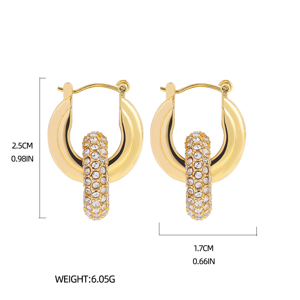 Stainless Steel 18K Gold Plating Twist-knot Earrings With Diamonds - Beauty Accessories