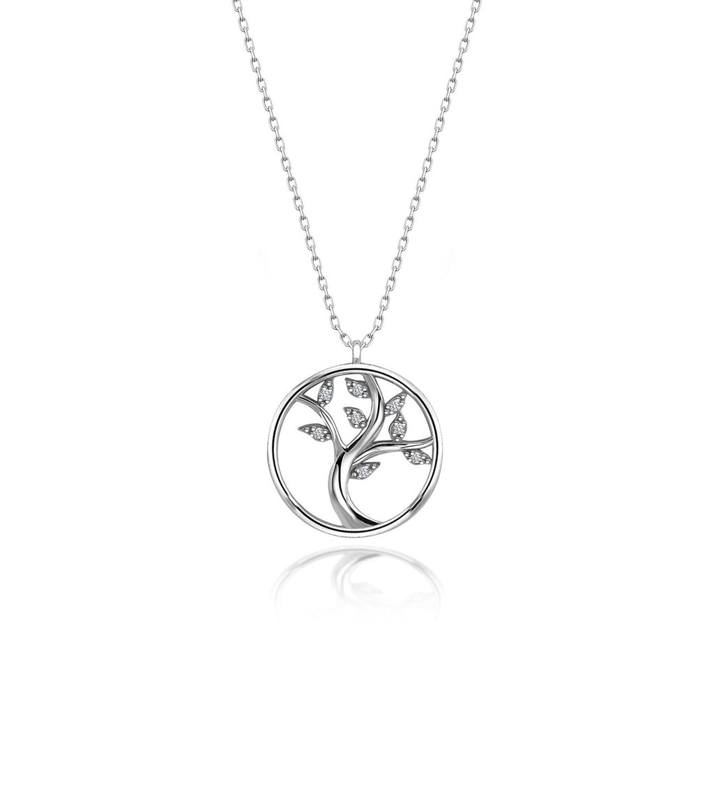 925 Sterling Silver Tree Of Life Necklace With Stone Certified - Beauty Accessories