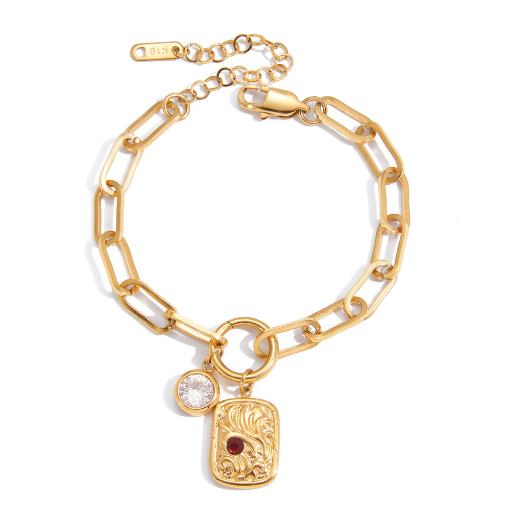 Classic 18K Gold Stainless Steel White Zircon Jewelry - Beauty Accessories