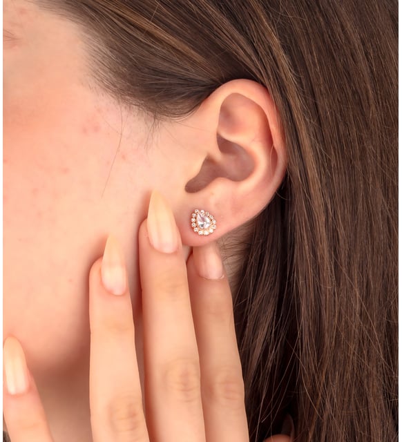 925 Sterling Silver White Stone Teardrop Earrings - Beauty Accessories