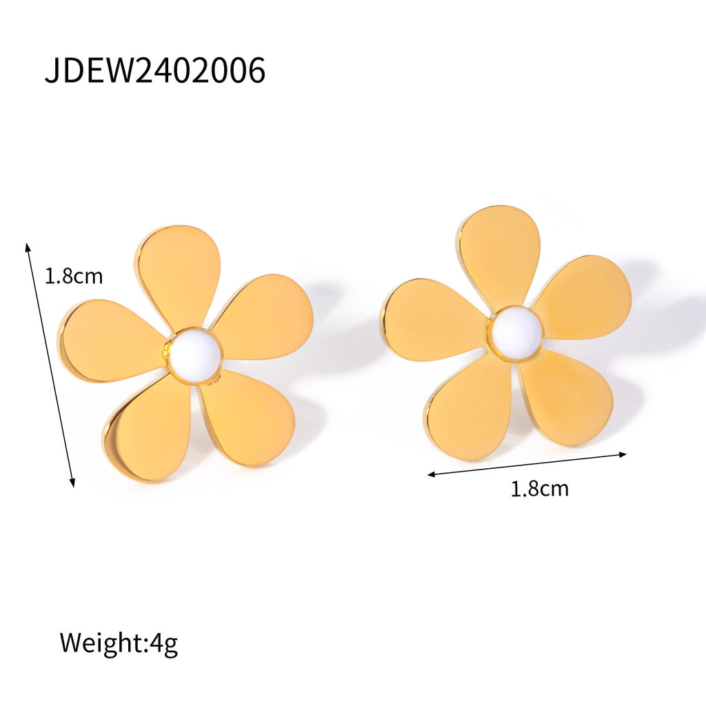 Summer 18K Gold Stainless Steel Flower Earrings - Beauty Accessories