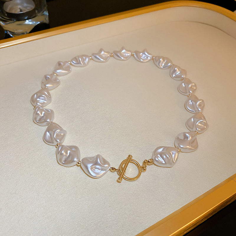 Irregular Pearl Necklace & Bracelet Set Baroque Style - Beauty Accessories