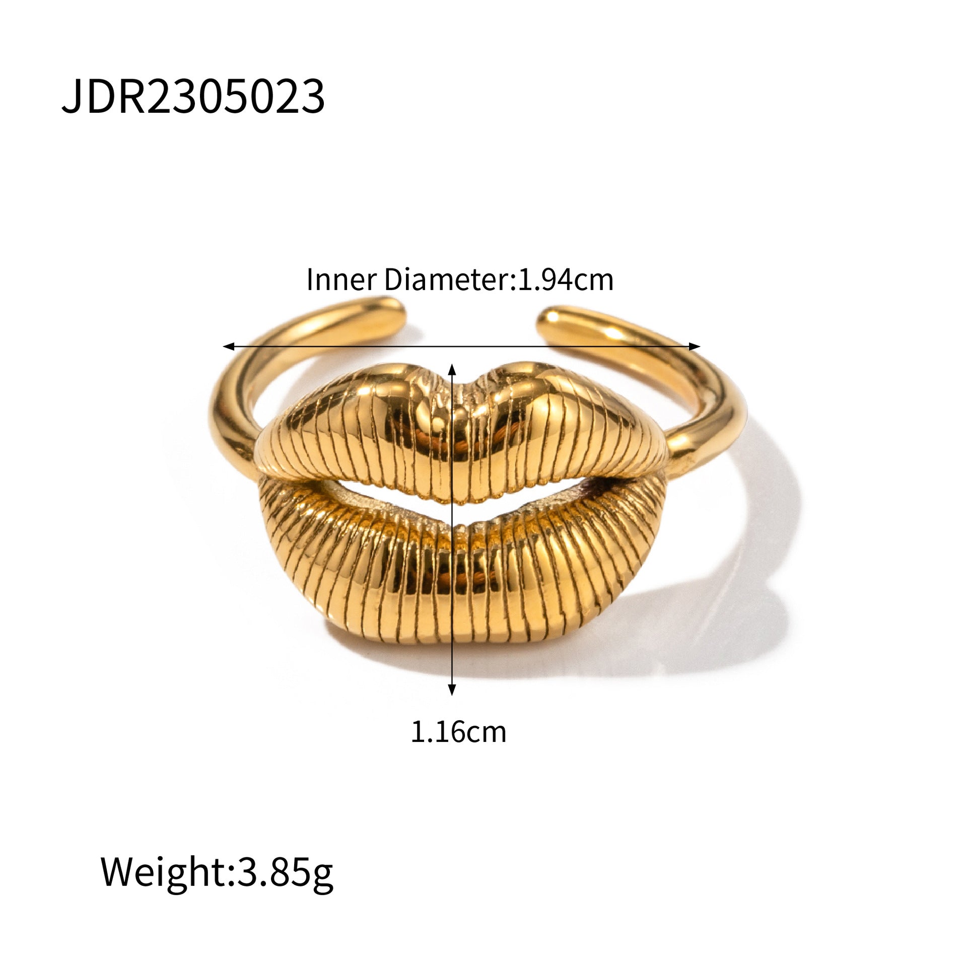 18K Gold Stainless Steel Lip Print Ring Ring For Women