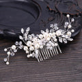 Pearl White Crystal Banquet Headdress Comb - Beauty Accessories
