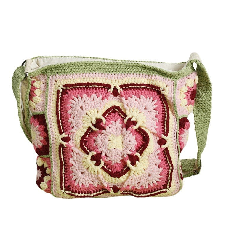 Bohemian Style Hand-woven Grandmother Plaid Crossbody Bag - Beauty Accessories
