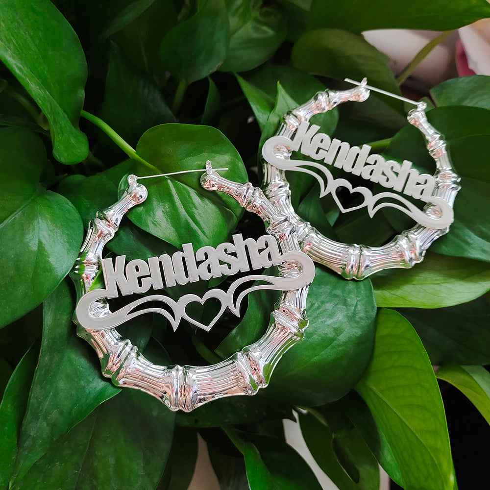 Round Bamboo Earrings Stainless Steel - Beauty Accessories