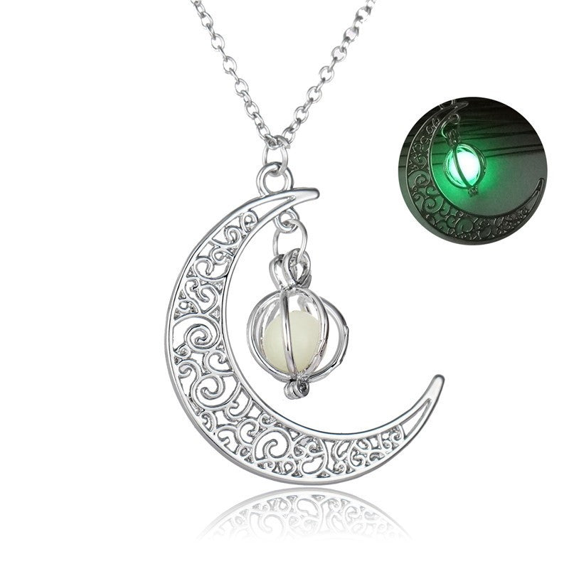 Moon Natural Glowing Stone Healing Necklace Women Gift - Beauty Accessories
