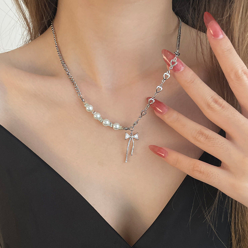 Special-interest Design Bow Pearl Necklace - Beauty Accessories