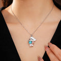 Stainless Steel Crystal Necklace For Women Colorful Gemstone - Beauty Accessories