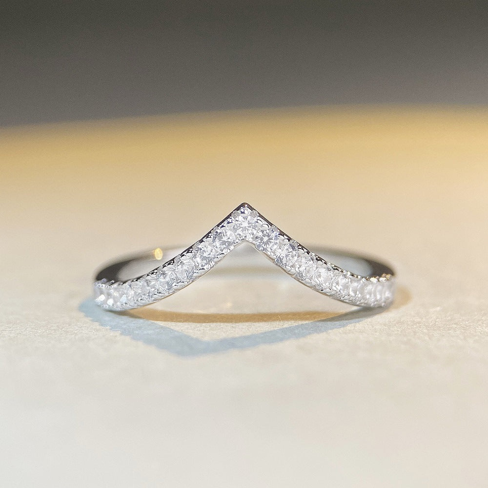 S925 Sterling Silver Platinum-plated Band Ring - Beauty Accessories