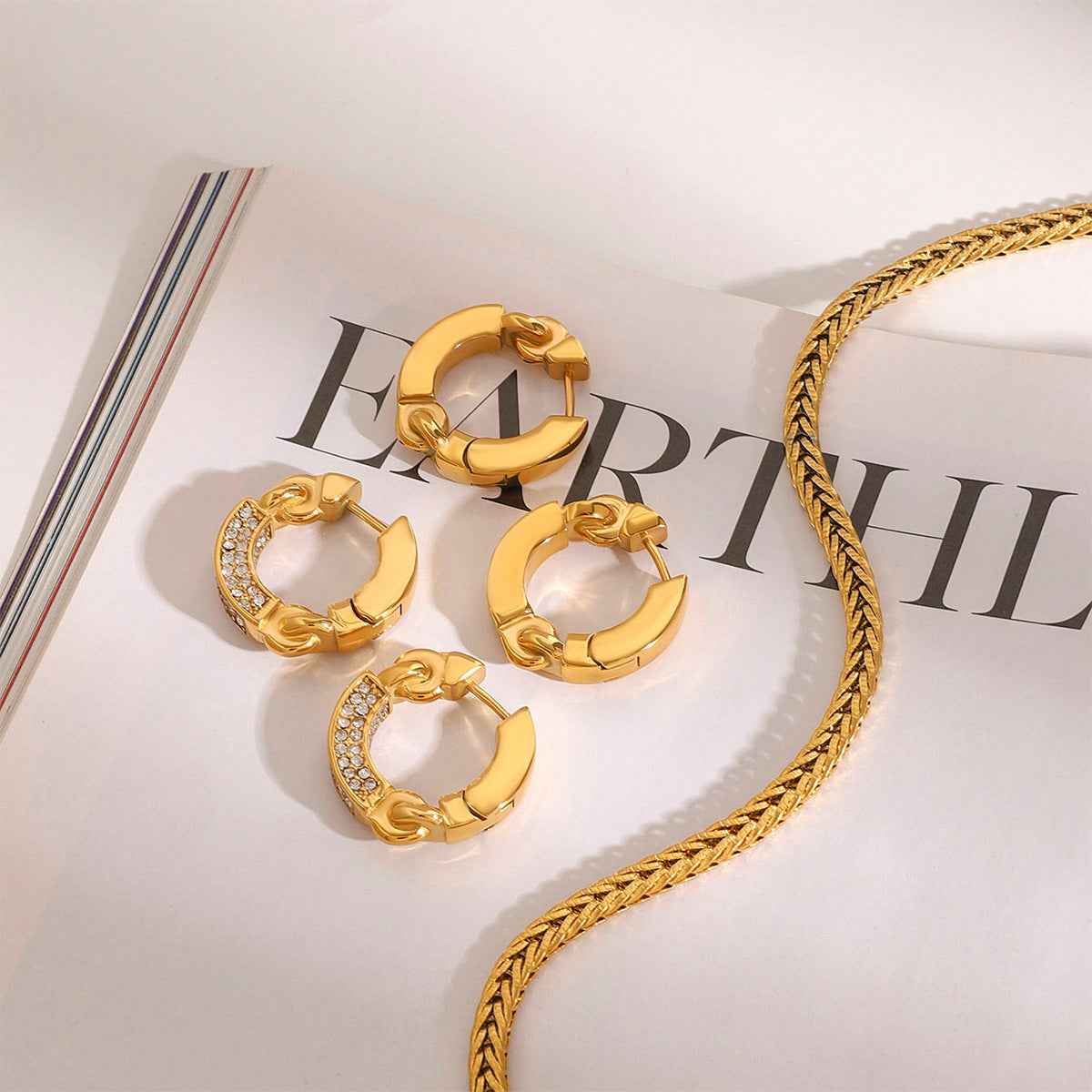 Stainless Steel Diamond Geometric Earrings