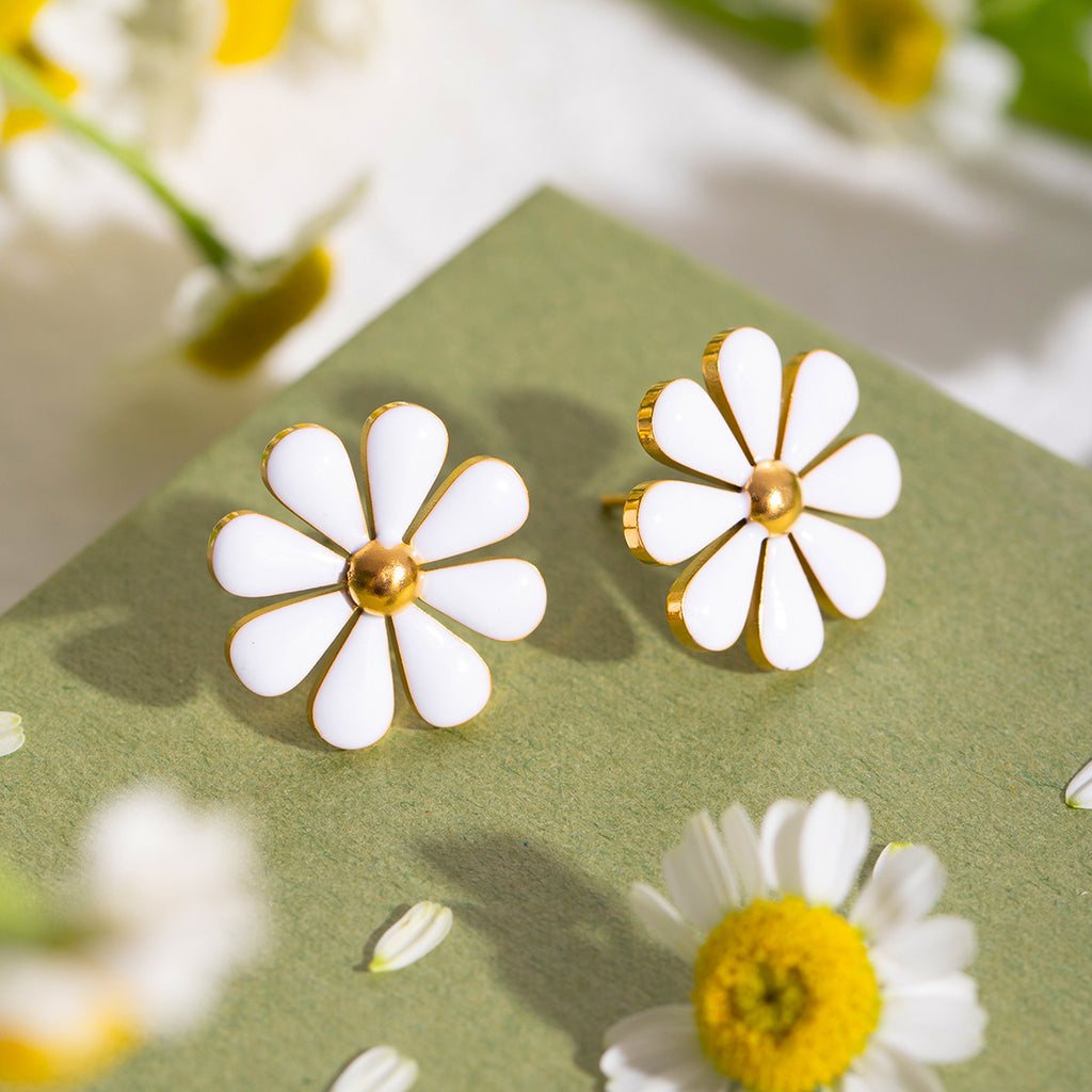Summer 18K Gold Stainless Steel Flower Earrings - Beauty Accessories